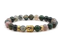 Braccialetto rosa, piccoli braccialetti con perline per donne in lega d'oro Buddha unisex braccialetti con perline regali per le donne, 19cmx8mm, Cristallo, Agata