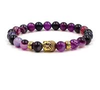 Braccialetto rosa, piccoli braccialetti con perline per donne in lega d'oro Buddha unisex braccialetti con perline regali per le donne, 19cmx8mm, Cristallo, Agata