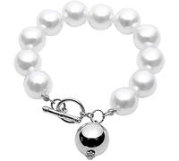 Braccialetto rotondo con perle finte con grande ciondolo a forma di sfera con chiusura a moschettone, bracciale da donna per feste, pratico e attraente