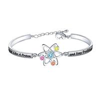 Braccialetto scientifico atomico - regalo chimico "Think Like A Proton And Stay Positive" - Gioiello per scienziati, fisici, chimici, insegnanti laureati, Small, Rame