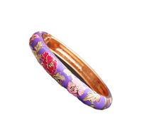 Braccialetto smaltato per donna, bracciale cloisonne, Braccialetti colorati in smalto con fiori di peonia for donne, braccialetti etnici in metallo cloisonné cinese vintage, braccialetti tradizionali
