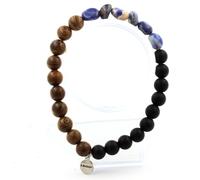 Braccialetto Sodalite Del Brasile + Perle Onice Nero Opaco + Legno 8 Mm. IN Fra