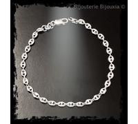 Braccialetto Sottile Maglia Chicco di Caffè Argento Massiccio 925/1000 Gioielli