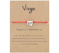 Braccialetto Spirituale con Segni Zodiacali Braccialetti Unisex In Corda Rossa Portafortuna Intrecciata A Mano con 12 Costellazioni Gioielli Astrologici E Oroscopo Regali per Donne E Uomini (Vergine)