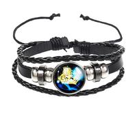 Braccialetto Spirituale Con Segni Zodiacali Per Donne E Uomini, Nero, Multistrato, Regolabile, 12 Costellazioni, Bracciale In Pelle Intrecciato Fatto A Mano, Luminoso Al Buio, Segno Zodiacale Del To