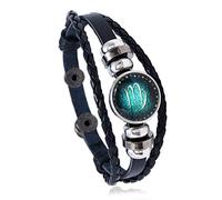Braccialetto Spirituale Dei Segni Zodiacali Braccialetti Vintage Fatti A Mano Intrecciati Multistrato Regolabili in Pelle Pu con 12 Costellazioni Zodiacali Bracciale Unisex in Corda Di Cera Vergine