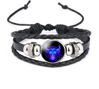 Braccialetto Spirituale Dei Segni Zodiacali Braccialetto Astrologico E Oroscopo Per Donne E Uomini Braccialetti in Pelle Multistrato Regolabili con Dodici Costellazioni Zodiacali Per Coppia Toro