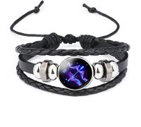 Braccialetto Spirituale Dei Segni Zodiacali Braccialetto Astrologico Oroscopo Per Donne Uomini Braccialetti in Pelle Multistrato Regolabili con Dodici Costellazioni Zodiacali Per Coppia Sagittario