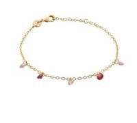 Braccialetto Tassels Perle Di Cristallo Rosa/Viola Placcato Oro 18 Oro 750/1000