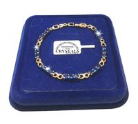 Braccialetto Tennis Infinito Donna pl.oro Giallo 18k con cristalli Zirconi Blu