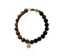 Braccialetto Tormalina Multicolore Del Brasile + Perle Onice Nero Opaco + IN