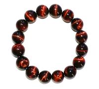 Braccialetto unisex con occhio di tigre rosso, 14 mm, pietre preziose naturali per chakra della radice, adatto per polsi grandi e forti da 22,9 cm, porta fortuna e fortuna, regalo spirituale per amici