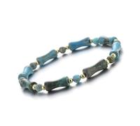 Braccialetto Unisex con Perline in Pietra Naturale Alla Moda, Bracciale Elastico Regolabile in Diaspro Blu, Perline di Bambù da 5 * 12mm, Braccialetto Yoga, Regali Dell'Amicizia da 5 * 12mm