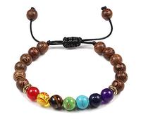 Braccialetto unisex con perline in pietra occhio di tigre, braccialetto buddista, regolabile, idea regalo, perline in legno intrecciato