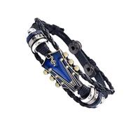 Braccialetto unisex in finta pelle intrecciata con chitarra punk rock, regolabile, accessorio per gli amanti della musica, Misura unica, come descritto