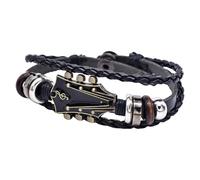 Braccialetto unisex in finta pelle intrecciata con chitarra punk rock, regolabile, accessorio per gli amanti della musica, Misura unica, come descritto
