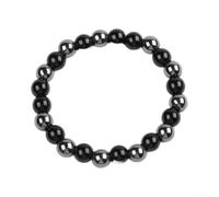 Braccialetto unisex nero con cristalli, per uomini e donne, da indossare | Dettagli in pietra di ematite, filo di memoria flessibile, comodo da indossare tutti i giorni, moderna finitura nera