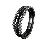 Braccialetto Uomo,Bracciale In Pelle Da Uomo con Pietra Occhio Di Tigre Chiusura Magnetica Braccialetti In Corda Multistrato Classico Braccialetto Punk Intrecciato Fatto A Mano Regalo per Ragazzi Ac