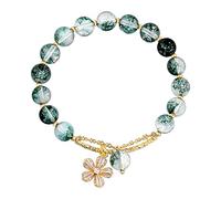 Braccialetto verde ciliegia da donna design estivo semplice e prospero carriera trasferimento perline mano perline braccialetto orecchini borchie per le donne set, Misura unica, Resina, Nessuna pietra