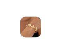 Braccialetto vintage con fiori testurizzati per donne, braccialetto bohémien personalizzato con petali floreali, alla moda, accessori per feste e banchetti, Large, Lega di acciaio, Nessuna pietra
