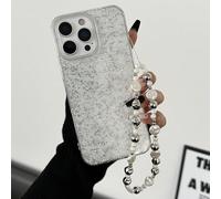 Braccialetto vintage elegante e chic in stile vintage con perle asimmetriche in lega, elemento in perla minimalista carino, stile ceramico opaco nero, accessorio carino e minimalista per telefono, reg