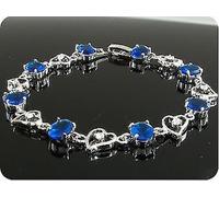 Braccialetto Zaffiro 8x8 MM Placcato Oro Bianco 18 K