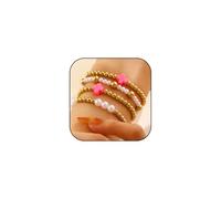 Bracciali a croce in oro con perline per le donne Dainty Pearl Cross Bead Bracelet Pila stratificazione impilabile Stretch perline gioielli accessori costume, 7.5, Acrilico, Nessuna pietra preziosa