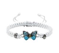 Bracciali a farfalla per stringa regolabile braccialetti farfalla per le donne carino farfalla fascino braccialetti clip su orecchini per ragazze, Misura unica, Fune metallica, Nessuna pietra preziosa