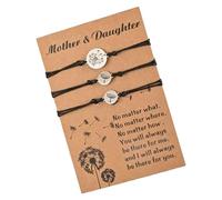 Bracciali abbinati per mamma e figlia, braccialetto per il ritorno a scuola, mamma e me, set di 3 braccialetti abbinati con fiori per mamma e figlia, braccialetto regolabile per il primo giorno di