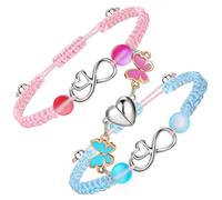 Bracciali Amicizia per 2, Magnetico Corrispondente Infinity & Cuore Bracciale Donna Amicizia Rosa & Blu Intrecciato Bracciale Dell'Amicizia Regali di Natale di Compleanno Ideali per le Donne Soul Sist