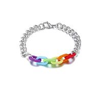 Bracciali Arcobaleno Acrilico in Acciaio al Titanio per Donna Uomo LGBT Lesbiche Gay Bisessuali Braccialetti con Catena a Maglia Gioielli dell'amicizia Clever And Attractive