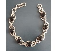 BRACCIALI ARGENTO 925 VINTAGE ANNI 40 DONNA PIETRA DURA LUNA ONICE AGATA VERDE