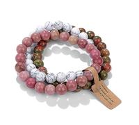 Bracciali Bohemien,3 Pezzi/Set Bracciale con Perline Multistrato,Perline di Pietra Naturale da 8 Mm Set di Bracciale Elastico Regolabile Reiki Crystal Quartz Yoga Bangle per Donna Uomo Regalo,Colore: