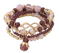Bracciali Bohemien,Braccialetti con Perline di Cristallo di Boemia Set di Braccialetti Impilabili Multistrato Etnico Braccialetto Elasticizzato Regolabile Viola Braccialetto con Ciondolo Fortunato pe