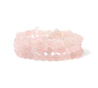 Bracciali Bohemien,Braccialetto di Perline di Quarzo Rosa Rosa Naturale Braccialetto di Perline Multistrato Irregolare Braccialetto di Yoga Elasticizzato Rosa Braccialetto Regolabile a Mano per Donne
