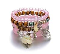 Bracciali Bohemien,Set Bracciale conchiglia Spiaggia Multistrato,Bracciale con Perline Bohémien Bracciale Elasticizzato Impilabile Bracciale con Ciondolo conchiglia Foglie Vintage per Donna Ragazza,
