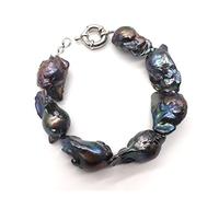 Bracciali Braccialetti di perle barocche di grandi dimensioni Braccialetti di perle coltivate reali irregolari di colore blu nero perle popolari regalo for LADY ( Colore : 22cm ) ( Color : Black_20cm