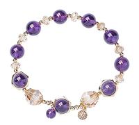 Bracciali ， braccialetti di perline naturale 7a uruguayan ametista bracciale di cristallo per donne, braccialetto austriaco di glassa feng shui con gemme placcate in oro 24k per prosperità, saggezza