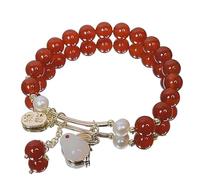 Bracciali， Bracciali con perline Bracciale in agata rossa Bracciale Feng Shui for l'attrazione della ricchezza Coniglio Talismano dell'anno Tema animale dello zodiaco Bracciale in cristallo con pietre