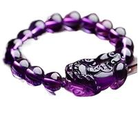 Bracciali， Bracciali con perline Cristallo Pixiu Piyao Bracciale Amuleto Feng Shui Prosperità Bracciale Elasticizzato 3A Ametista Talismano Guarigione Pietra Preziosa Attira Denaro Carriera Accademica