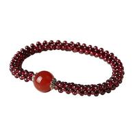 Bracciali， Bracciali con perline Feng Shui Bracciale ricchezza Pietre di granato Bracciale elasticizzato intrecciato a mano Pietra preziosa naturale Bracciale in cristallo Reiki Moda Gioielli di lusso