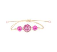 Bracciali Calamita Coppia Argento Ceramic Bracelet Hand Jewelry Dried Flower Hand Woven Adjustable Bracelet Student Couple Friend Birthday Orecchini Signora (Hot Pink, One Size)