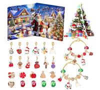 Bracciali Calendario dell'Avvento di Natale per Ragazze, Kit di Fabbricazione di Braccialetti con Ciondoli, Calendario del Conto alla Rovescia Kit di Fare Gioielli Fai Da Te per Adulti Donne