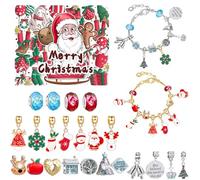 Bracciali Calendario dell'Avvento di Natale per Ragazze, Kit di Fabbricazione di Braccialetti con Ciondoli, Calendario del Conto alla Rovescia Kit di Fare Gioielli Fai Da Te per Adulti Donne