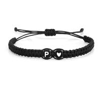 Bracciali con Iniziali, Bracciale con Lettera per Fidanzato Fidanzate Coppie, Bracciale Unisex, Bracciale Nome Personalizzato Uomo, Bracciale Lettera Bracciale Fatto a Mano con Filo Intrecciato-P