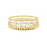 Bracciali con perline in oro per le donne Boho cristallo multistrato impilabile Wrap Bangle Set catena graffetta gioielli alla moda, 7, Rame, Non pietra preziosa