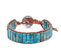 Bracciali con perline laviche piccole, grandi braccialetti con perline in pietra lavica verde quadrato pietra naturale unisex braccialetti con perline regali per la mamma, 19cmx8mm, Cristallo, Pietra