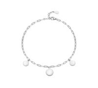 Bracciali da donna, bracciale da donna con ciondolo rotondo piatto bianco oro set di gioielli da donna, 16+5CM, Platino 950, Nessuna pietra preziosa