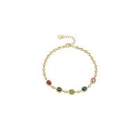 Bracciali da donna dell'amicizia, kit di bracelet ovale con pietre naturali colorate da 1,6 ct e zirconi in oro giallo, Oro giallo 18 carati, Pietra preziosa naturale