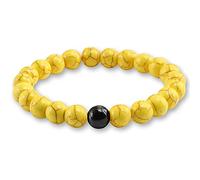 Bracciali da in Pietre Naturali,Braccialetti di Perline di Pietra Naturale Gialla 8Mm Braccialetti di Perline Rotonde alla Moda Ciondoli Elastici Braccialetti Yoga-Giallo Nero